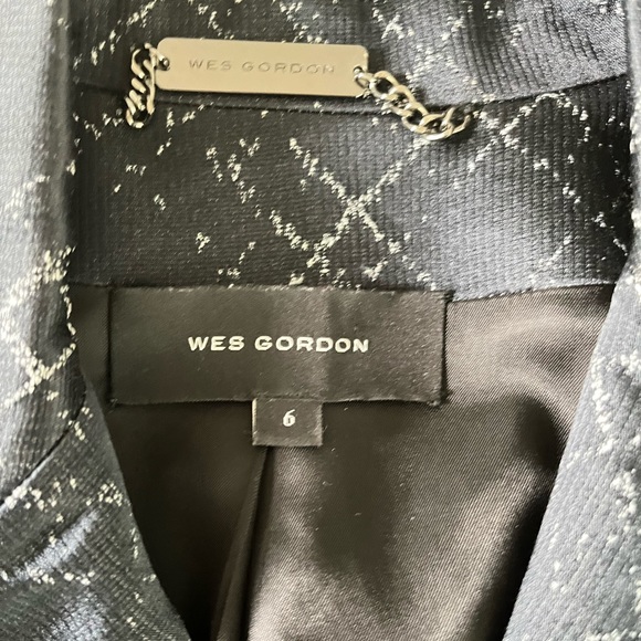 Wes Gordon navy and white muted print double breasted blazer jacket size… - Picture 10 of 11